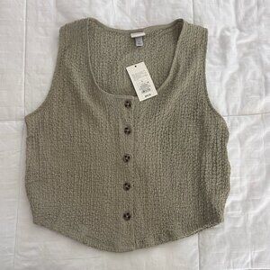 Textured Olive tank top - L NWT